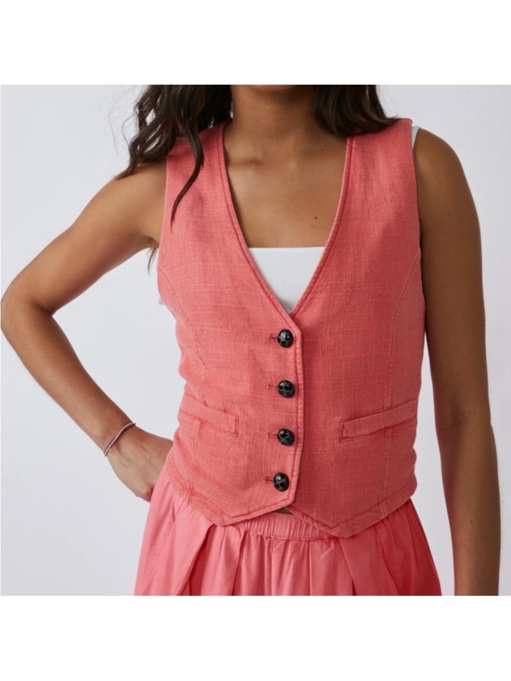 Free People Charley Linen Vest / Waistcoat